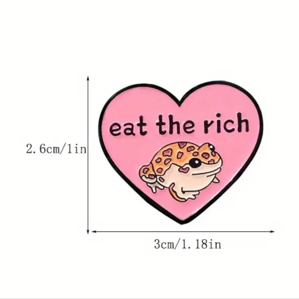Pink Heart Enamel Pin Eat The Rich Toad Frog - Picture 3 of 4